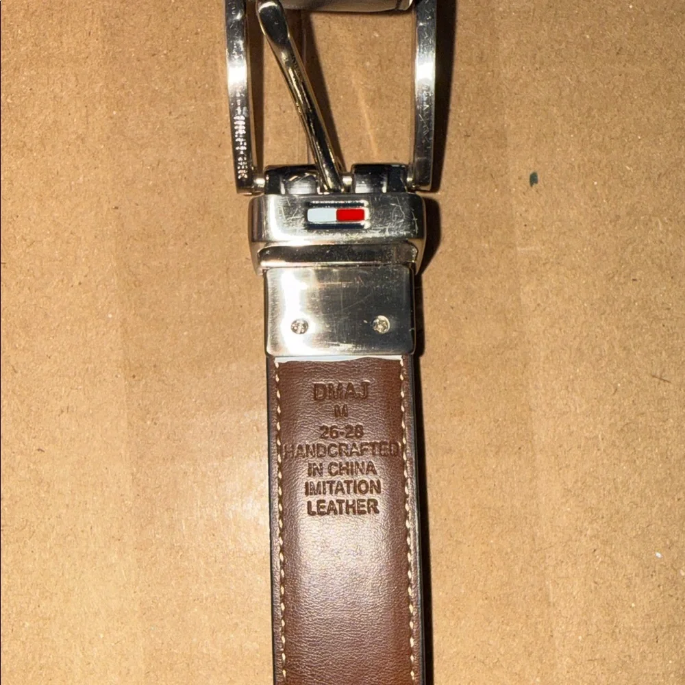 Tommy Hilfiger Tan Youth Leather Belt with Silver Buckle